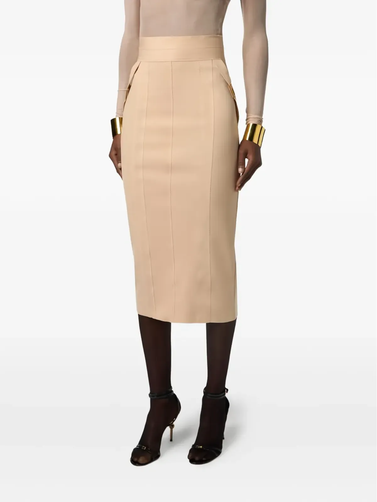 Elisabetta Franchi トップステッチ ロゴディテール スカート - 画像4