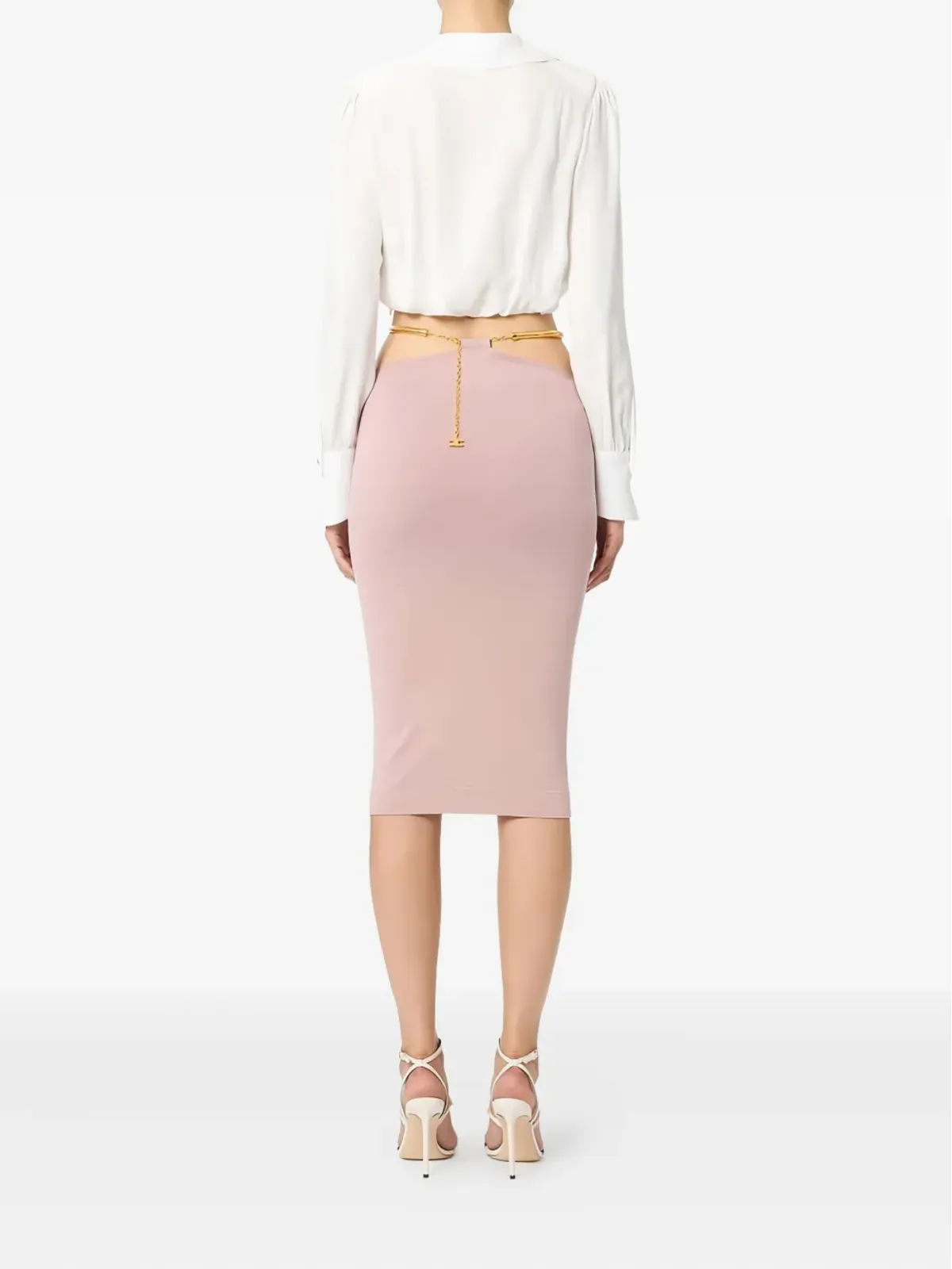 Elisabetta Franchi カットアウト蛇柄ベルトスカート - 画像2