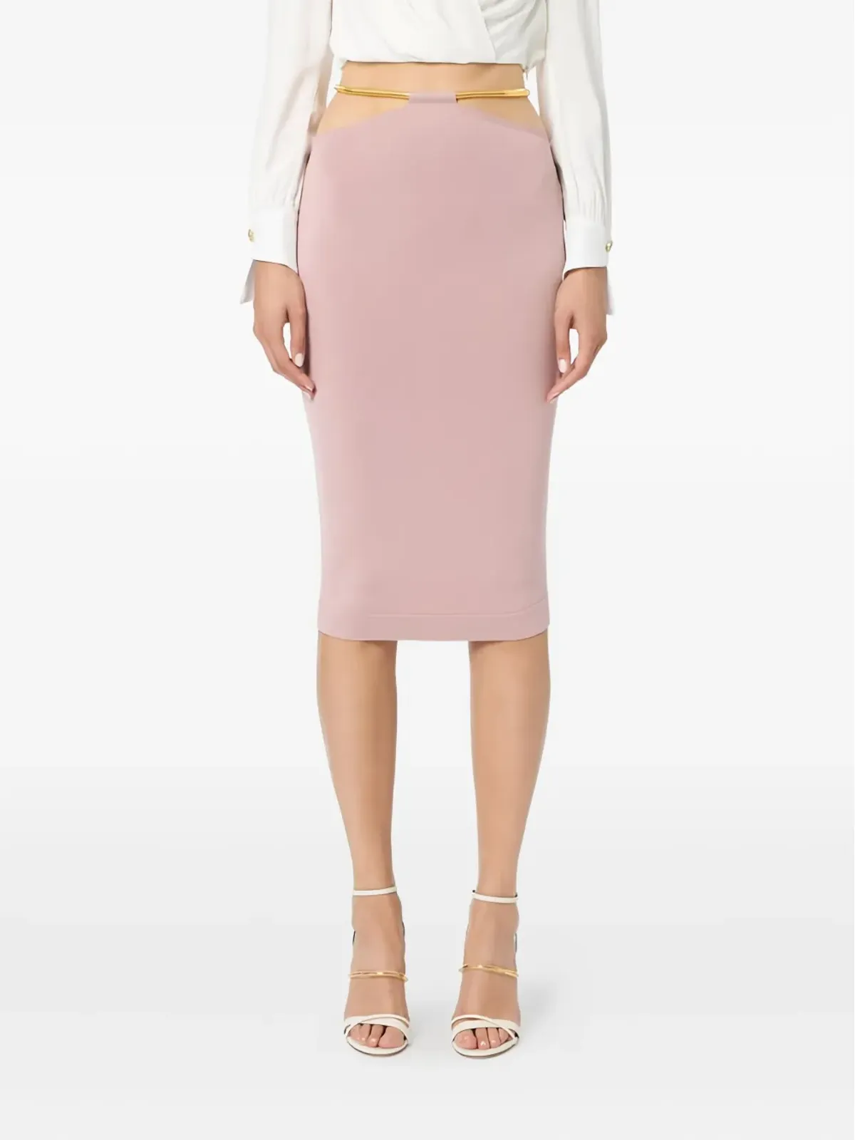 Elisabetta Franchi カットアウト蛇柄ベルトスカート - 画像3