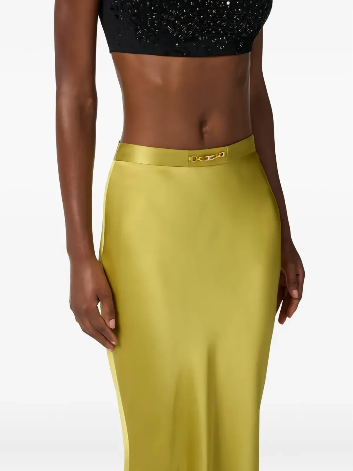 Elisabetta Franchi ロゴディテール マキシスカート - グリーン - 画像5