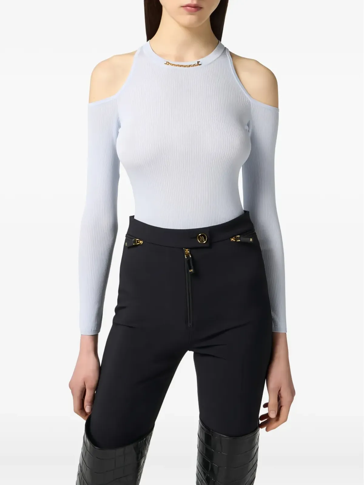 Elisabetta Franchi カットアウトディテール長袖トップ - 画像4