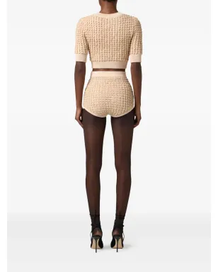 Elisabetta Franchi スパンコール付きブークレショートパンツ - ニュートラル - サムネイル3