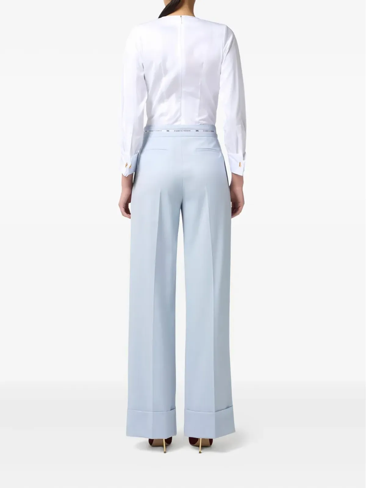 Elisabetta Franchi プリーツディテールの長袖ボディスーツ - ホワイト - 画像3