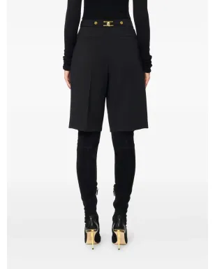 Elisabetta Franchi センタークリース ロゴプレート ショートパンツ - ブラック - サムネイル3