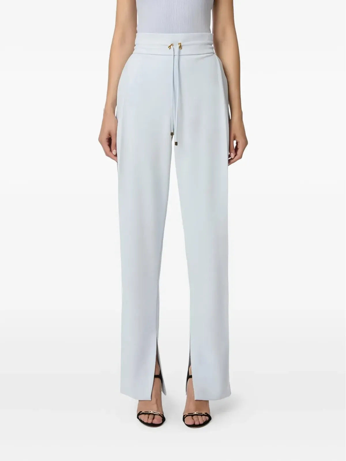 Elisabetta Franchi ドローストリング入りスリットパンツ ブルー - 画像2