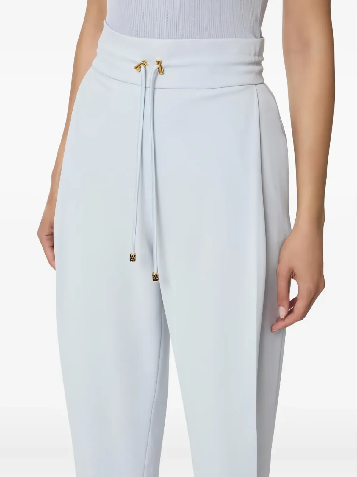 Elisabetta Franchi ドローストリング入りスリットパンツ ブルー - 画像4
