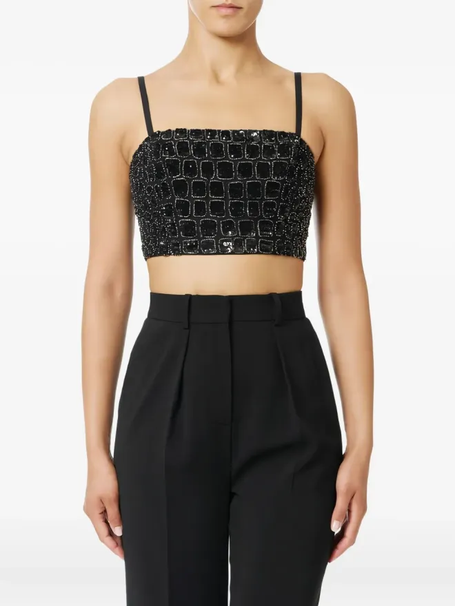 Elisabetta Franchi Elisabetta Franchi クロコダイル刺繍トップス ブラックの商品画像