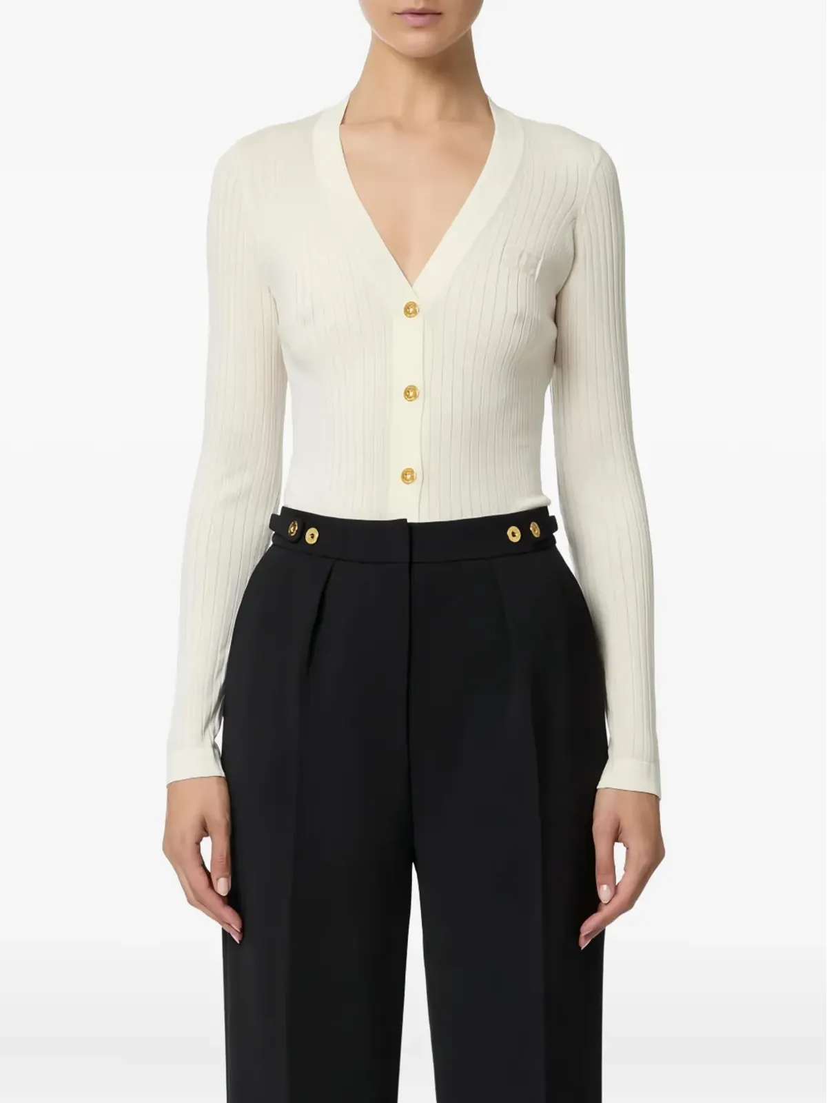 Elisabetta Franchi リブ編み長袖カーディガン - ニュートラルカラー - 画像2