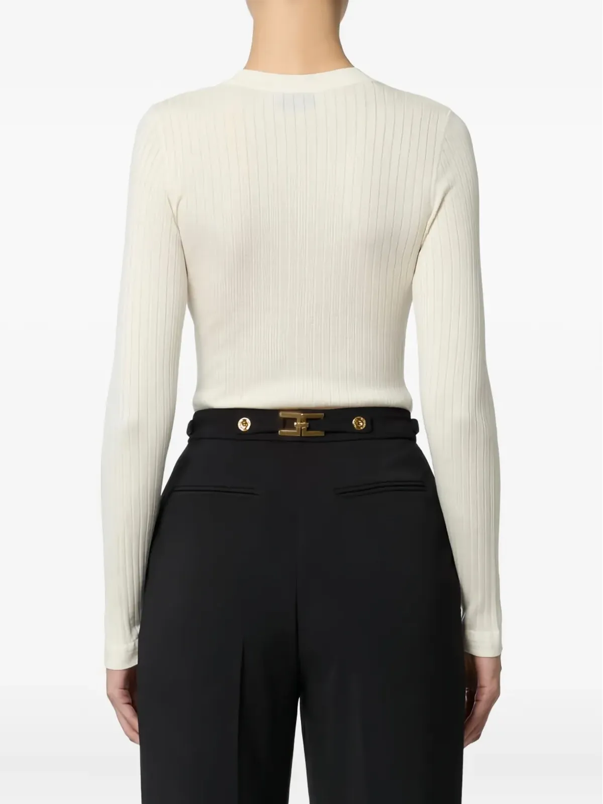Elisabetta Franchi リブ編み長袖カーディガン - ニュートラルカラー - 画像3
