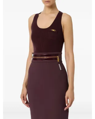 Elisabetta Franchi リブ編み バストポケット タンクトップ - サムネイル2