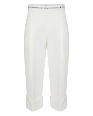 Elisabetta Franchi 裾にカフを施したクロップドパンツ - ホワイト - サムネイル1