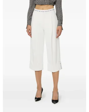 Elisabetta Franchi 裾にカフを施したクロップドパンツ - ホワイト - サムネイル2