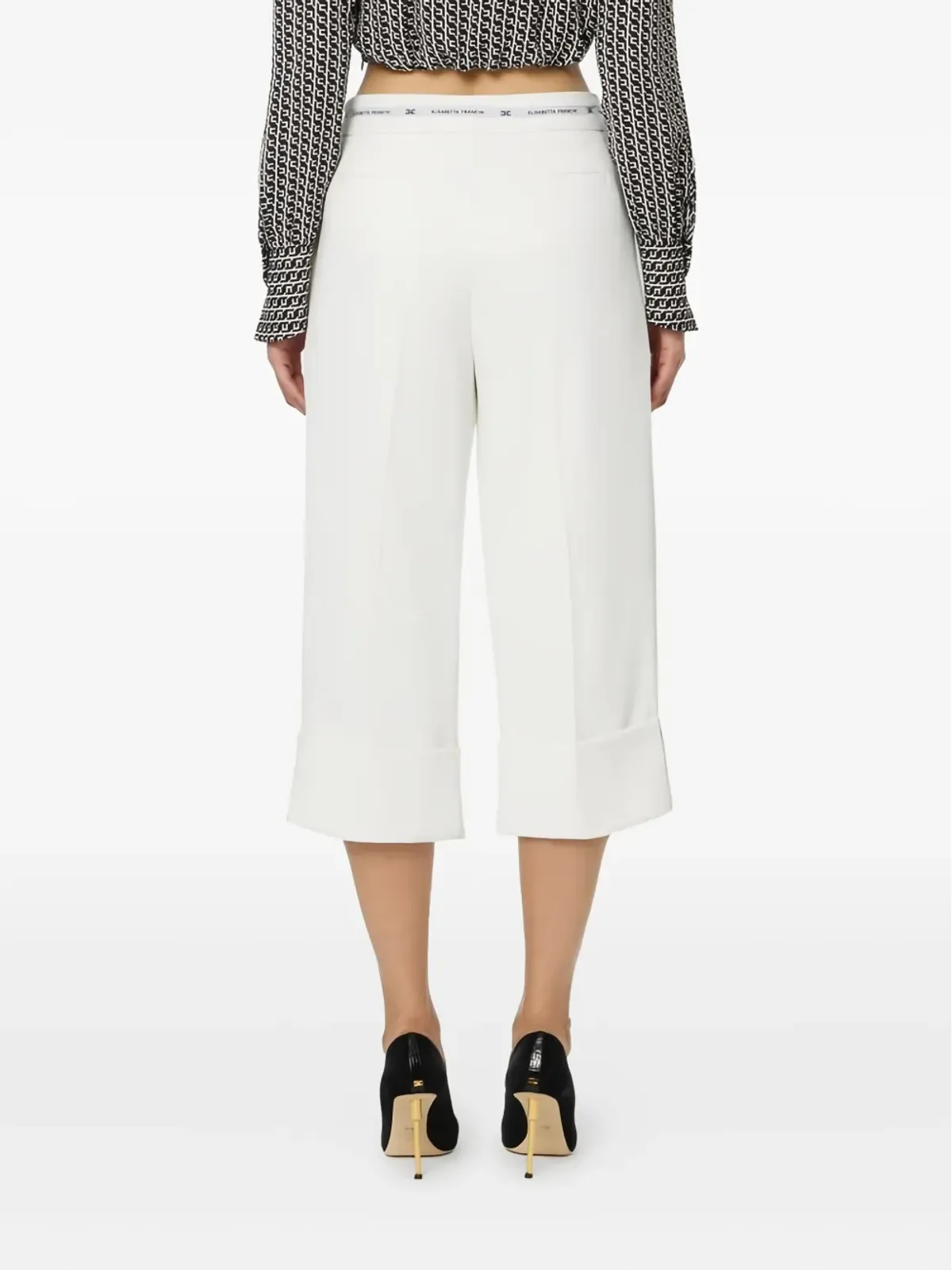 Elisabetta Franchi 裾にカフを施したクロップドパンツ - ホワイト - 画像3