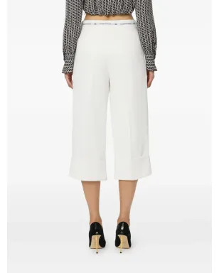 Elisabetta Franchi 裾にカフを施したクロップドパンツ - ホワイト - サムネイル3