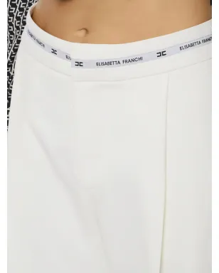 Elisabetta Franchi 裾にカフを施したクロップドパンツ - ホワイト - サムネイル4