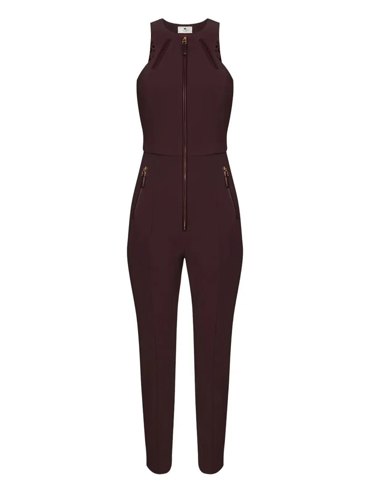 Elisabetta Franchi ジップ付きホルターネック ジャンプスーツ - ブラウン - 画像1