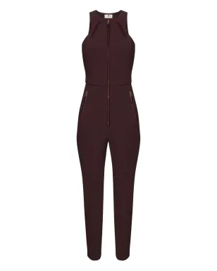 Elisabetta Franchi ジップ付きホルターネック ジャンプスーツ - ブラウン - サムネイル1