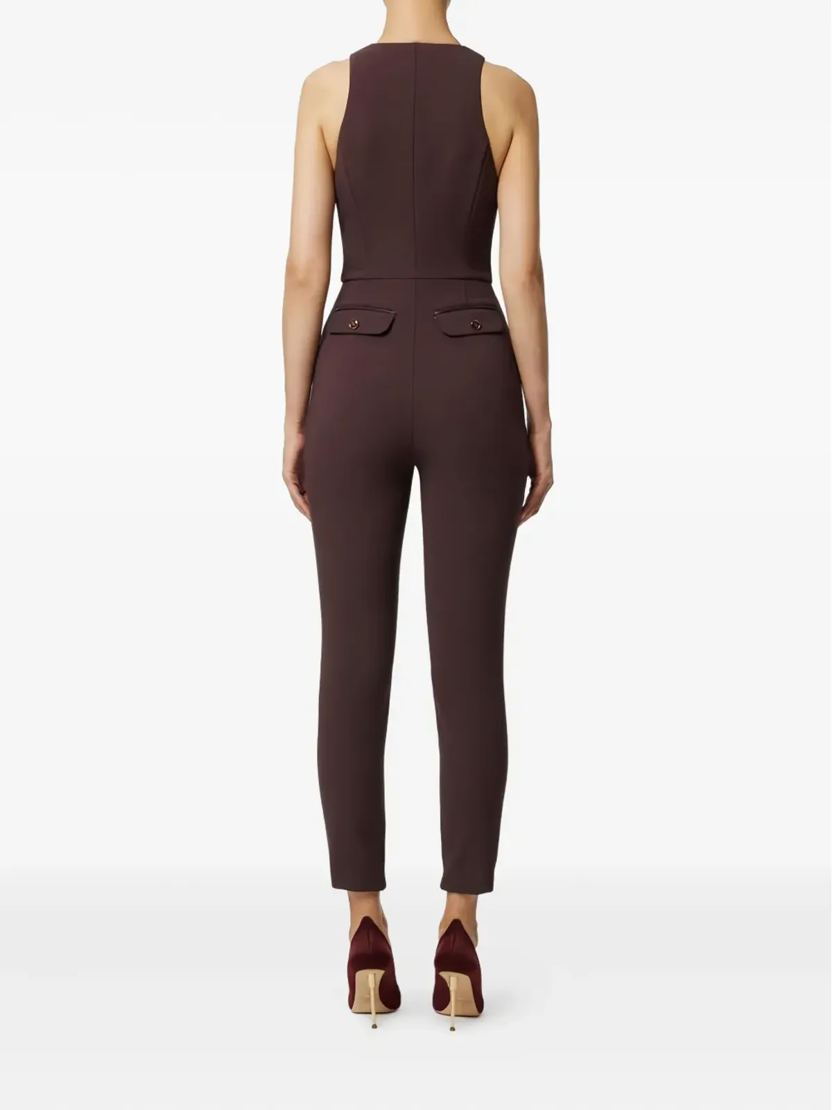 Elisabetta Franchi ジップ付きホルターネック ジャンプスーツ - ブラウン - 画像3