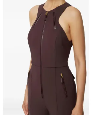 Elisabetta Franchi ジップ付きホルターネック ジャンプスーツ - ブラウン - サムネイル4
