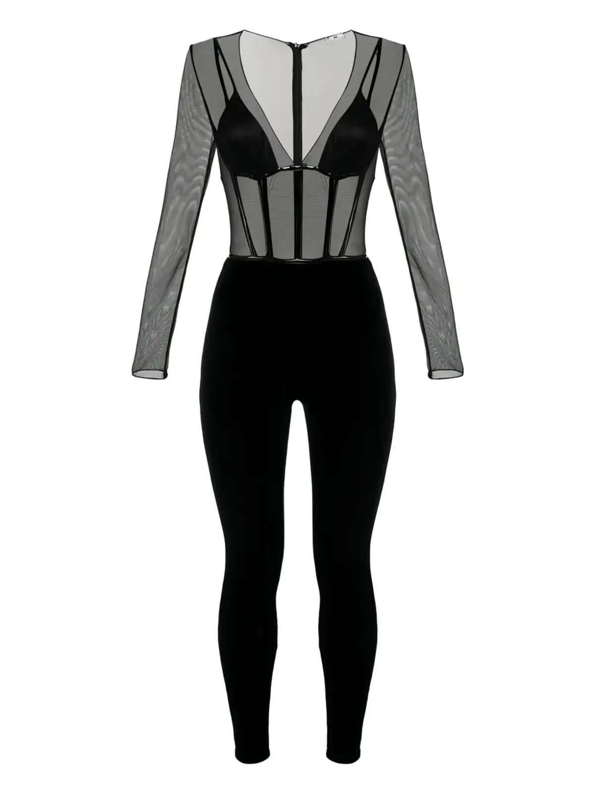 Elisabetta Franchi チュールディテール付き 背面ジップ ジャンプスーツ - ブラック - 画像1