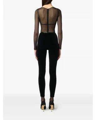 Elisabetta Franchi チュールディテール付き 背面ジップ ジャンプスーツ - ブラック - サムネイル3
