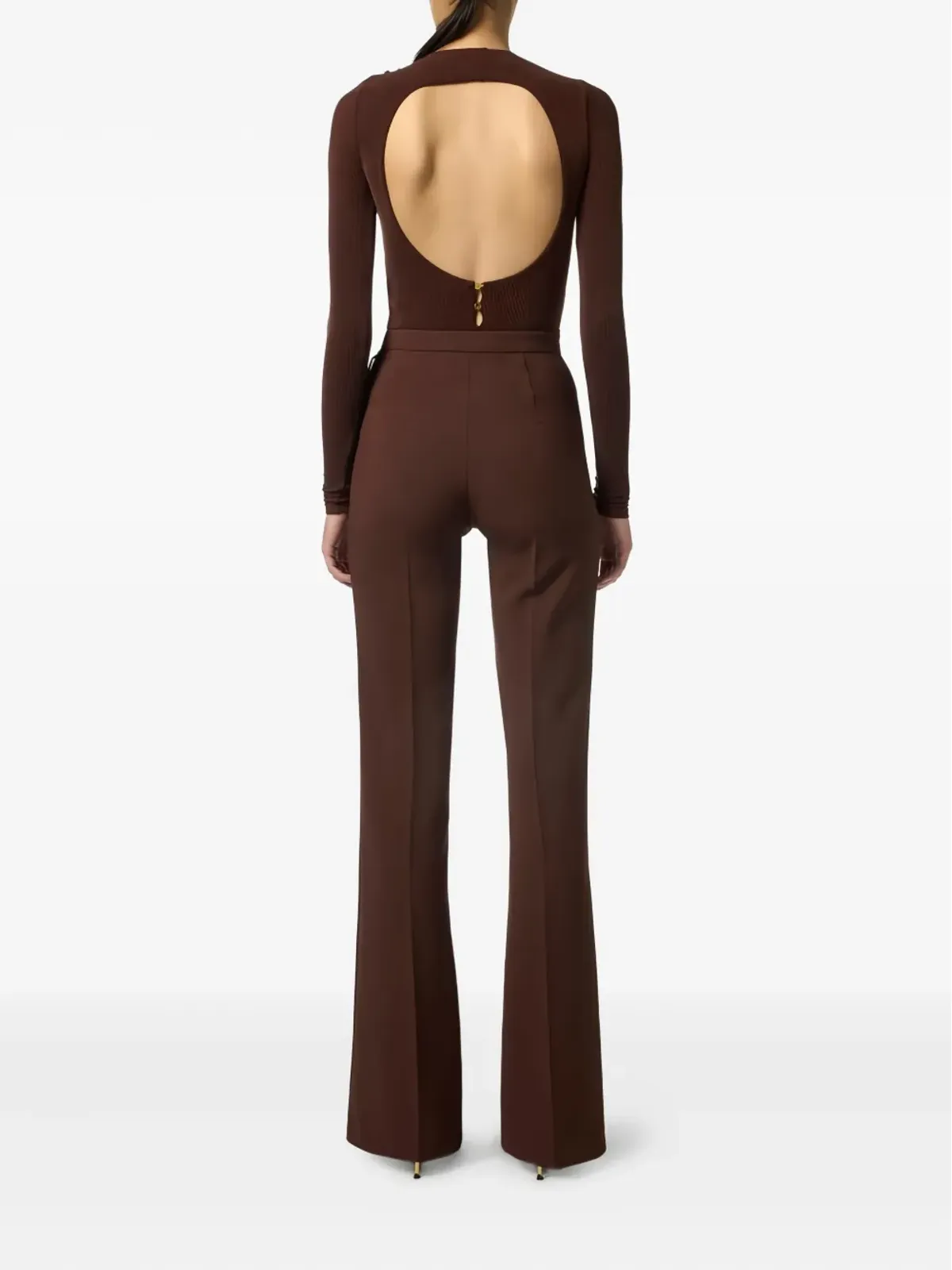 Elisabetta Franchi ドレープ ボタン付き カップロ トップ - ブラウン - 画像3