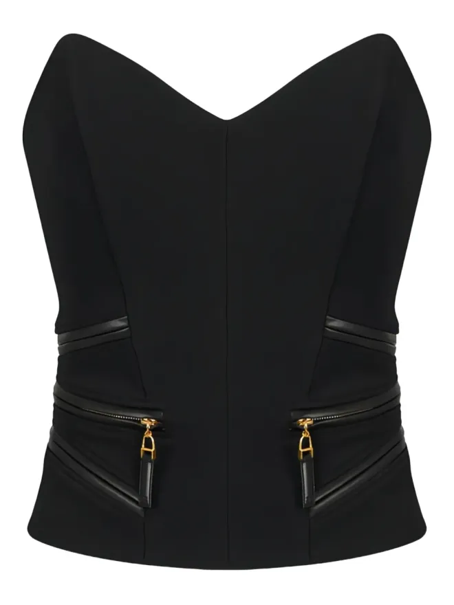 Elisabetta Franchi Elisabetta Franchi ジップ付きクレープトップ ブラックの商品画像