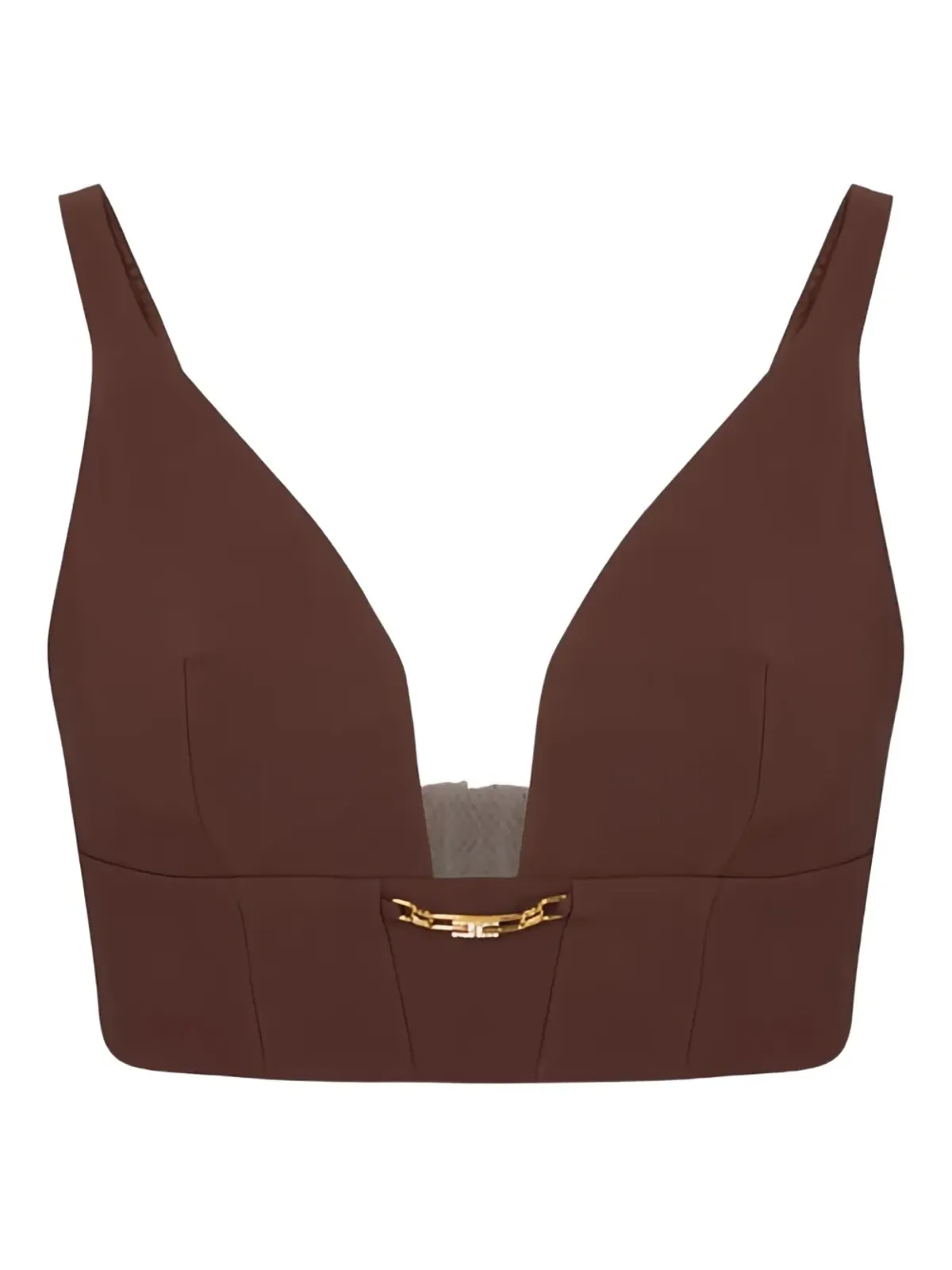 Elisabetta Franchi ジュエルディテール トップ - ブラウン - 画像1