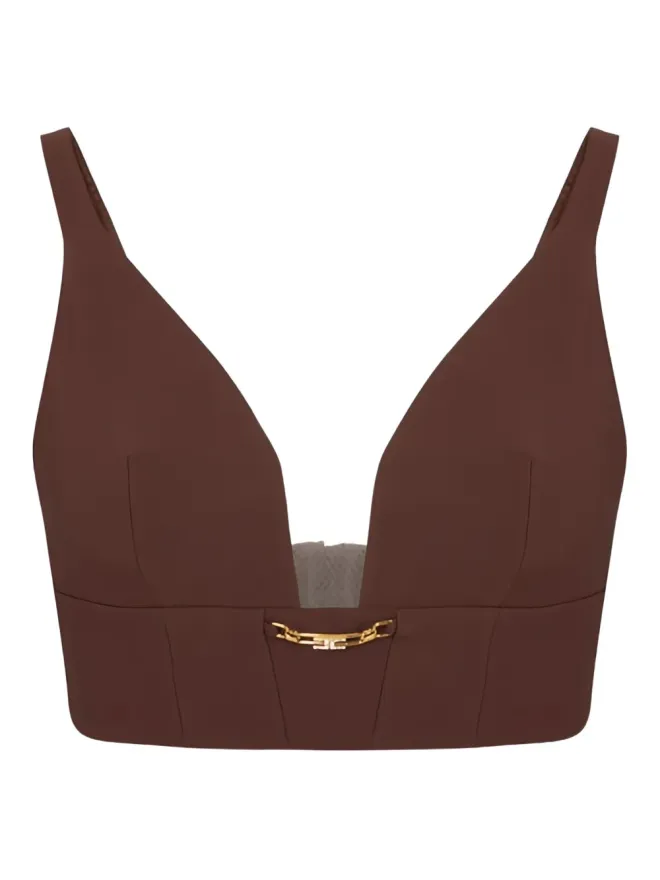 Elisabetta Franchi Elisabetta Franchi ジュエルディテール トップ - ブラウンの商品画像