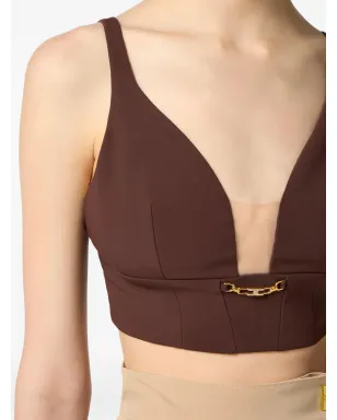 Elisabetta Franchi ジュエルディテール トップ - ブラウン - サムネイル5