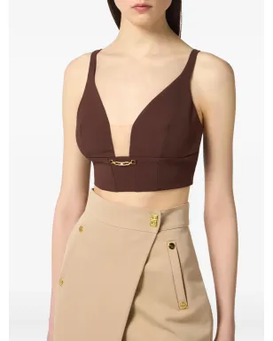 Elisabetta Franchi ジュエルディテール トップ - ブラウン - サムネイル4