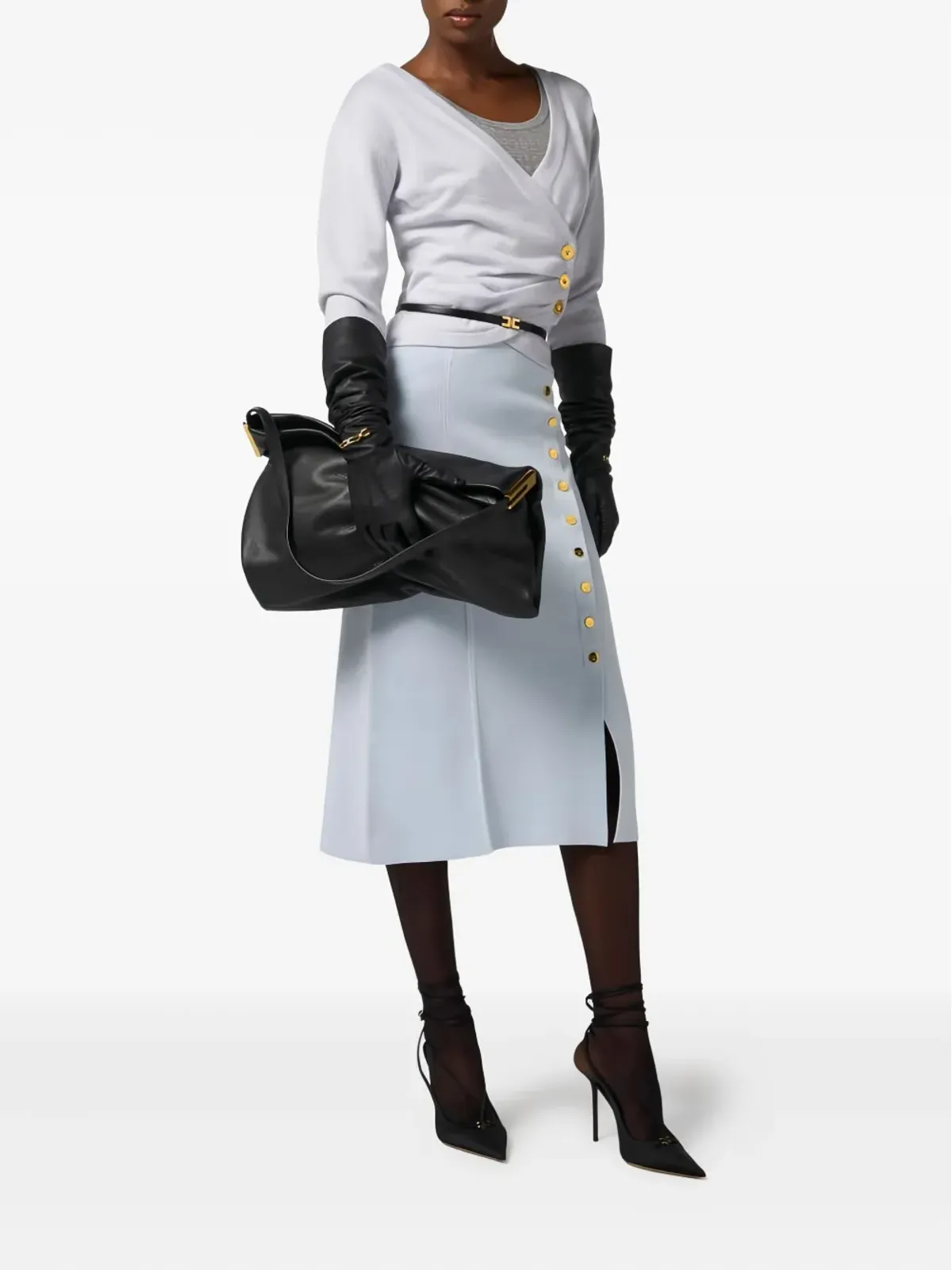 Elisabetta Franchi クロスオーバーボタンセーター - ニュートラルカラー - 画像2