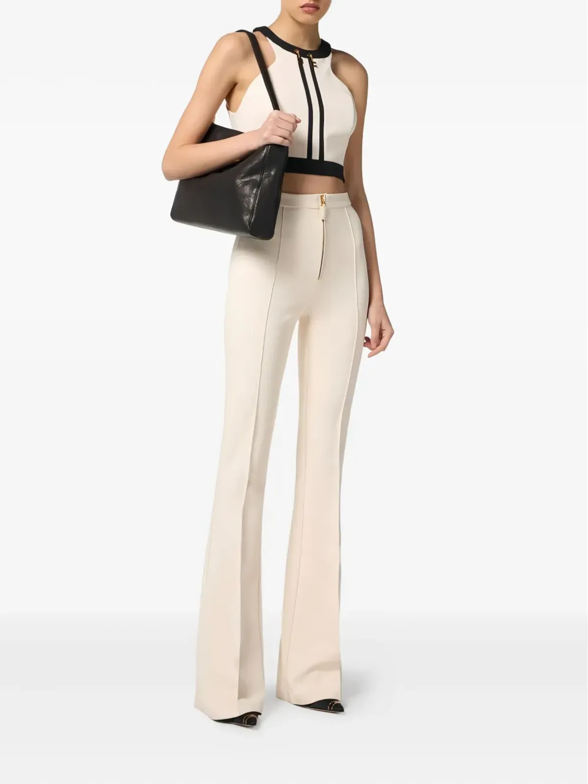 Elisabetta Franchi カラーブロックチェーンディテールトップ - 画像2