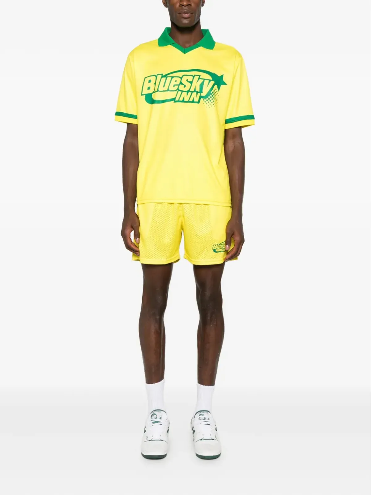 BLUE SKY INN ロゴプリント サッカーTシャツ イエロー - 画像2
