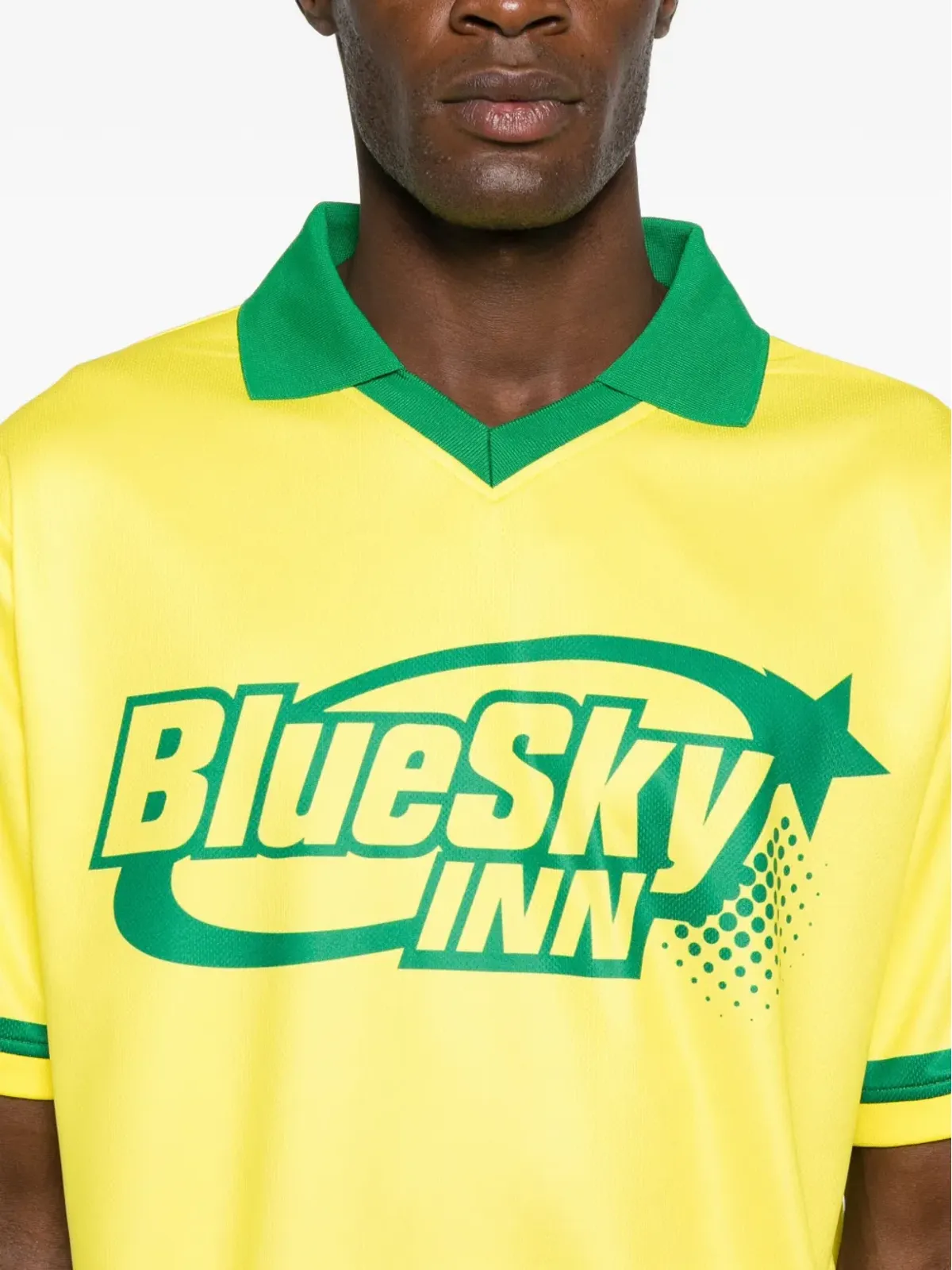BLUE SKY INN ロゴプリント サッカーTシャツ イエロー - 画像4
