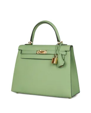 Hermès ビンテージ ケリー・セリエ25 レザー トートバッグ - グリーン - サムネイル3