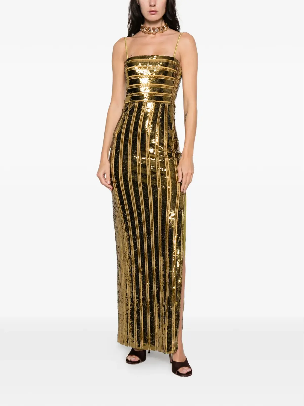 Galvan London sequin bandeau gown maxi dress - Yellow - 画像2