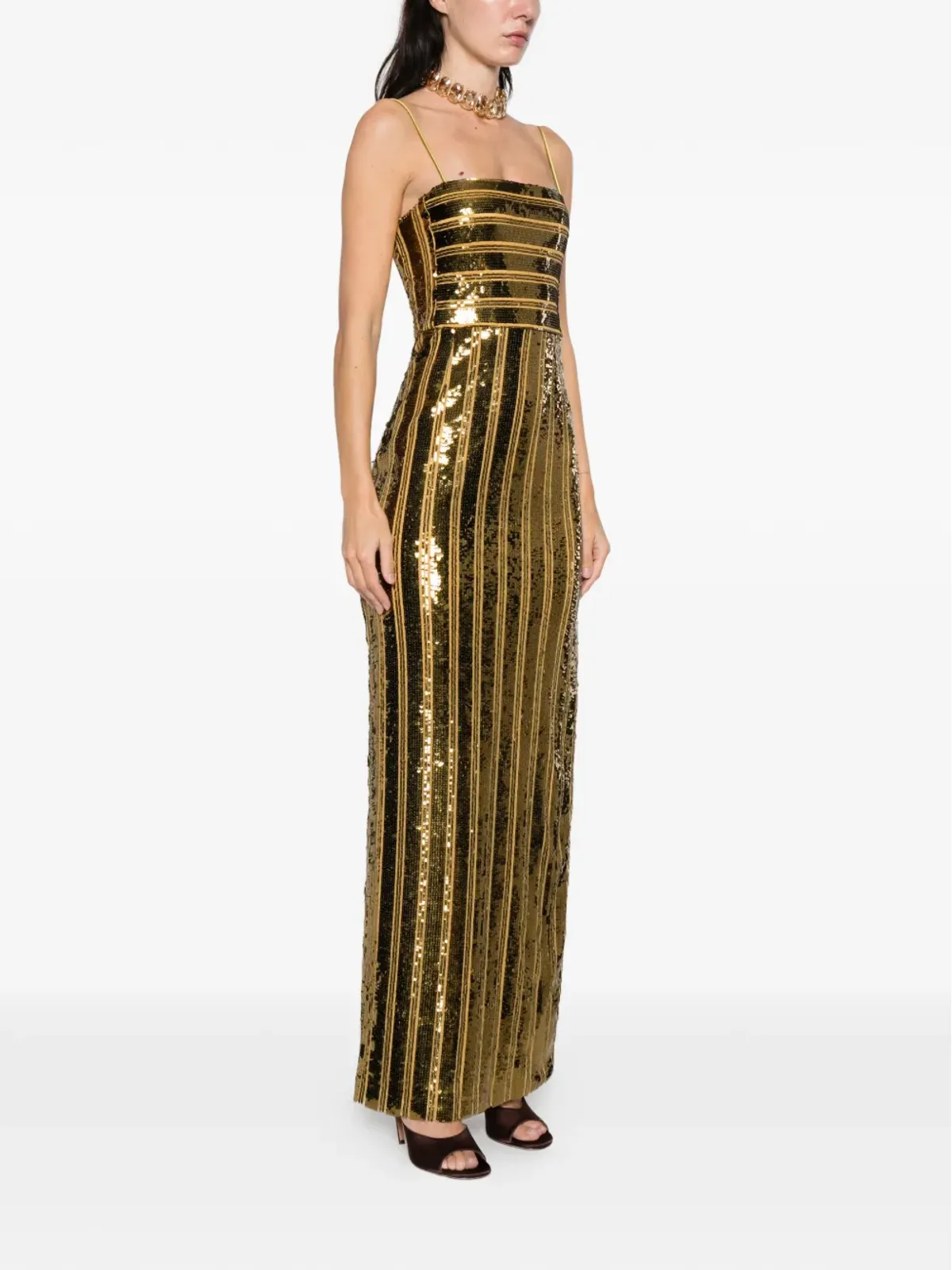 Galvan London sequin bandeau gown maxi dress - Yellow - 画像3