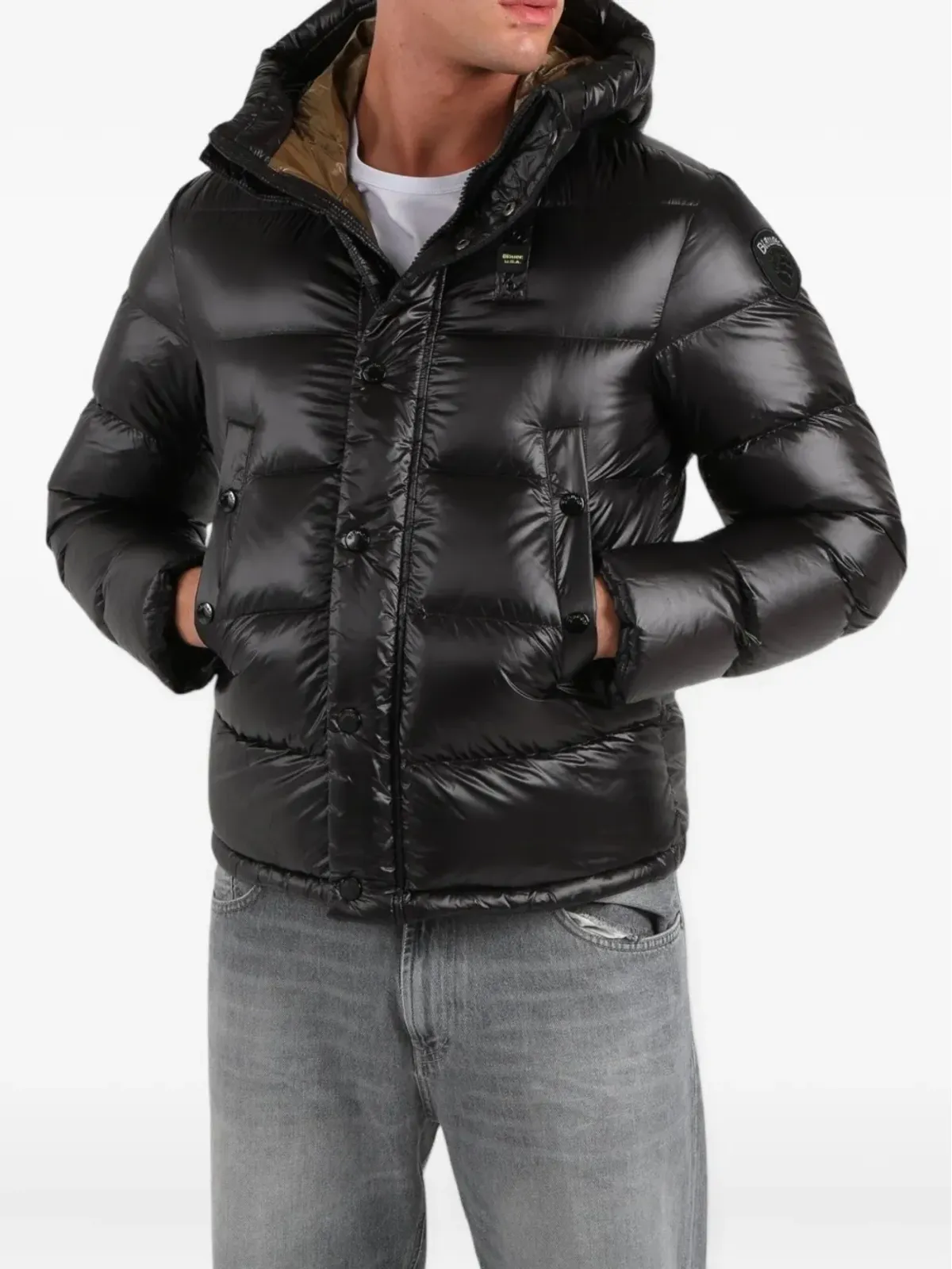 Blauer フード付きパデッドクリッパーコート - 画像1