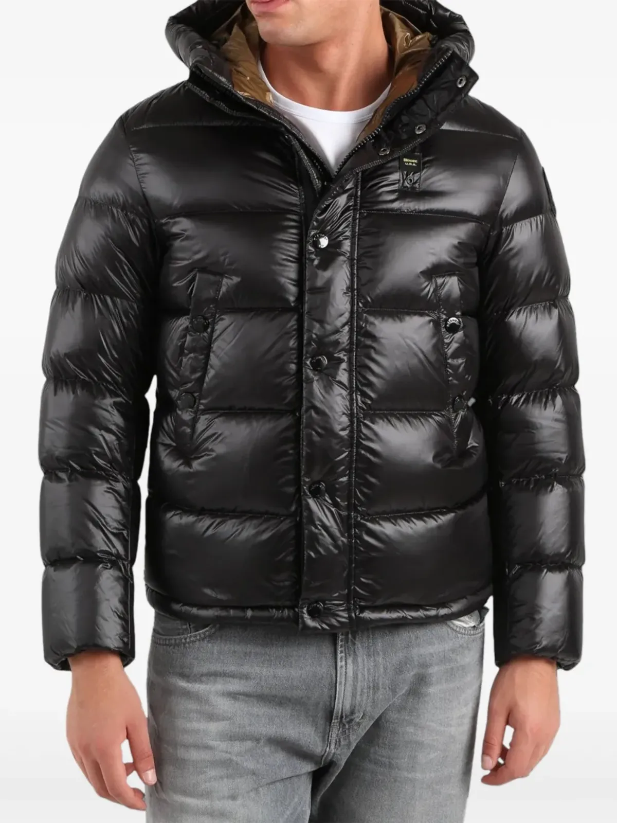 Blauer フード付きパデッドクリッパーコート - 画像2