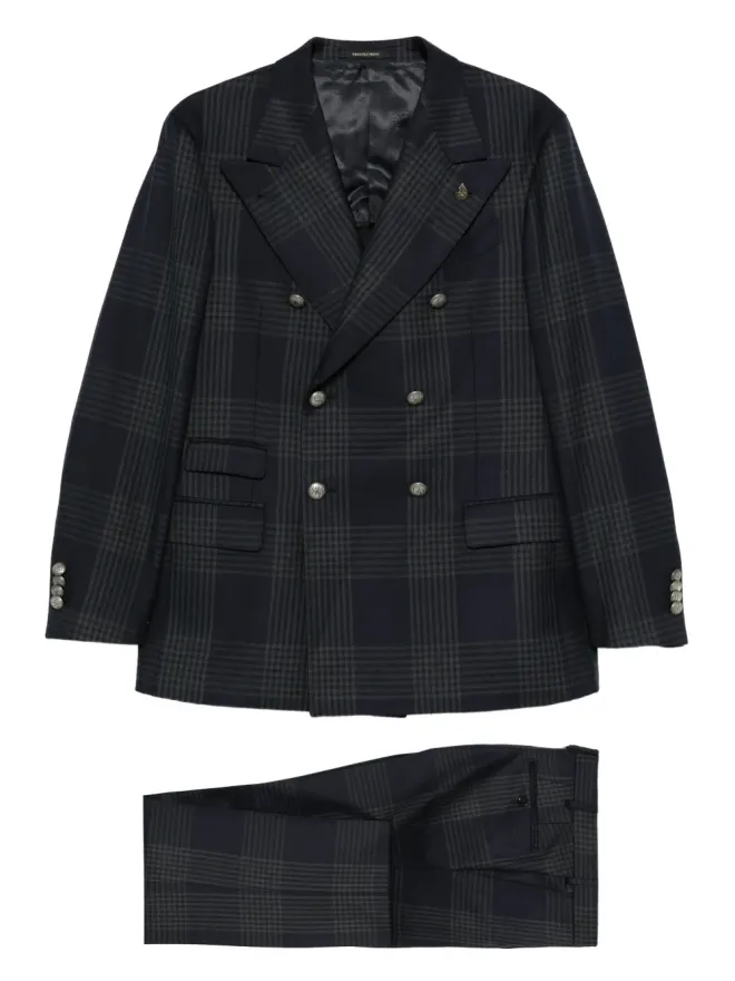 Gabriele Pasini Gabriele Pasini チェック柄 ダブルブレストスーツ（ブルー）の商品画像
