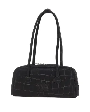 Marge Sherwood ソフトボストン クロコ調スエードショルダーバッグ - ブラック - サムネイル1