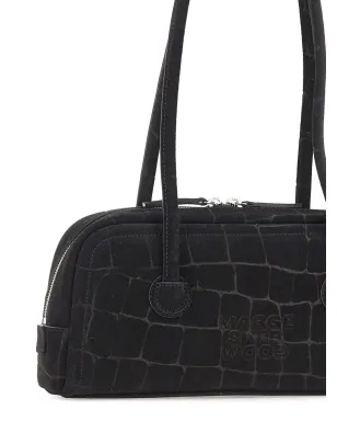 Marge Sherwood ソフトボストン クロコ調スエードショルダーバッグ - ブラック - サムネイル5