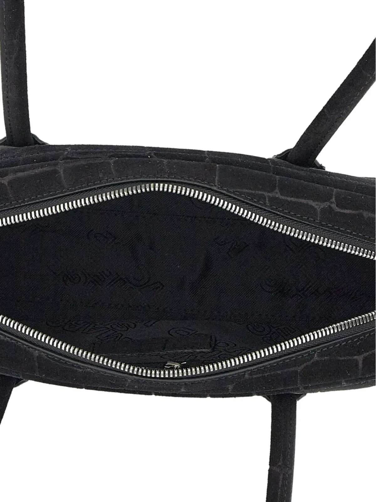 Marge Sherwood ソフトボストン クロコ調スエードショルダーバッグ - ブラック - 画像4