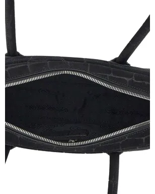 Marge Sherwood ソフトボストン クロコ調スエードショルダーバッグ - ブラック - サムネイル4