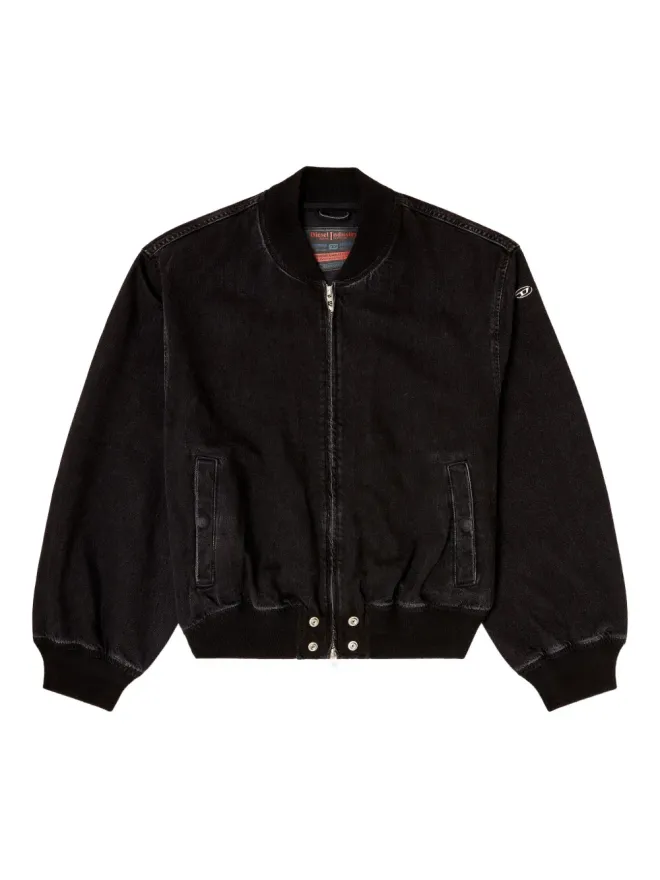 Diesel Diesel ブラックのリブ編みデニムボンバージャケットの商品画像