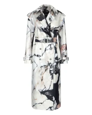 Roberto Cavalli マーブルプリント ダブルブレスト トレンチコート - ブラック - サムネイル1