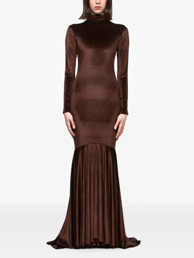 Atu Body Couture Atu Body Couture ベルベット仕上げのマキシドレス（ブラウン）の商品画像