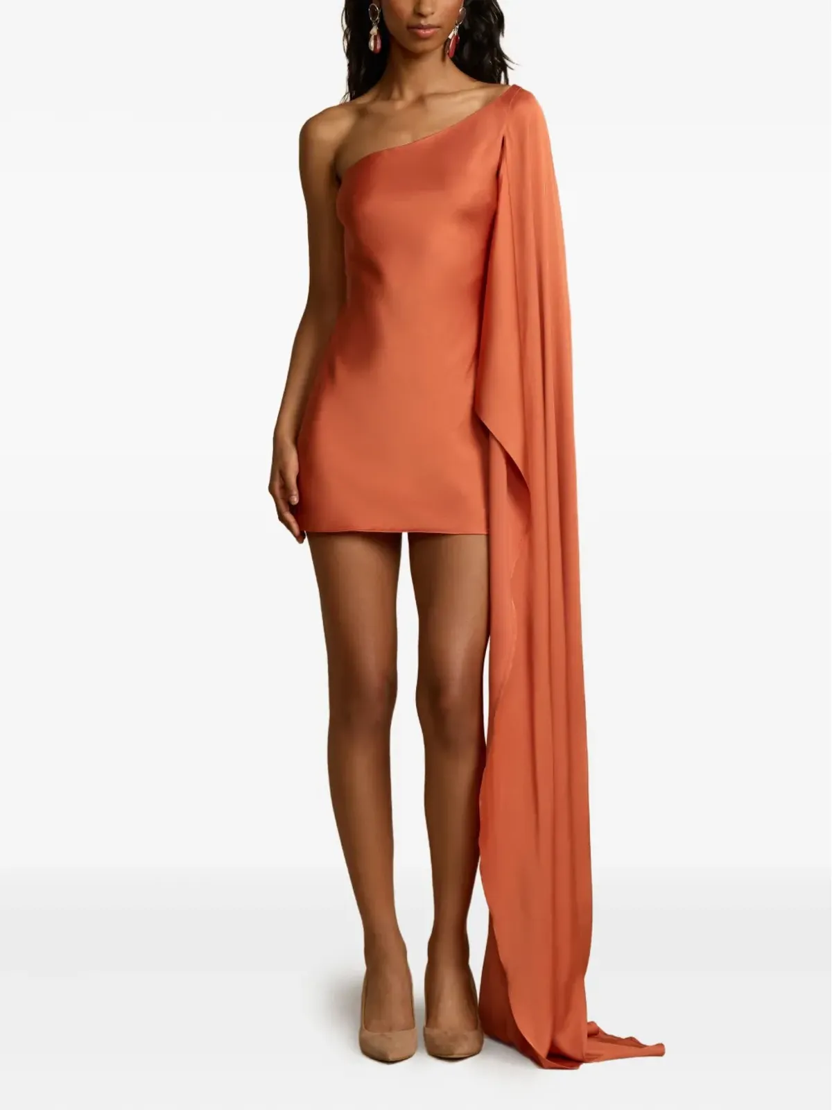 ARCINA ORI Cyra アシンメトリック・ワンショルダー・ミニドレス - オレンジ - 画像1