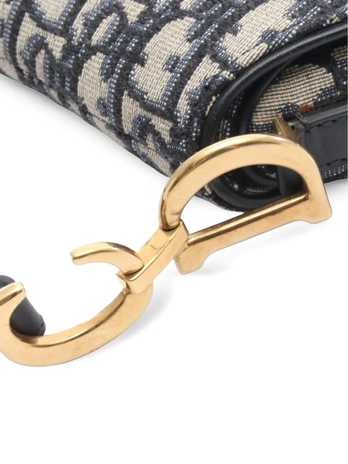 Christian Dior ビンテージ ミニ オブリーク キャンバス サドルバッグ ブルー - 画像3